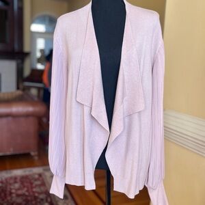 NWT Open Cardigan Mixed Media Fabric Soft Chic Dust Pink Mauve Medium